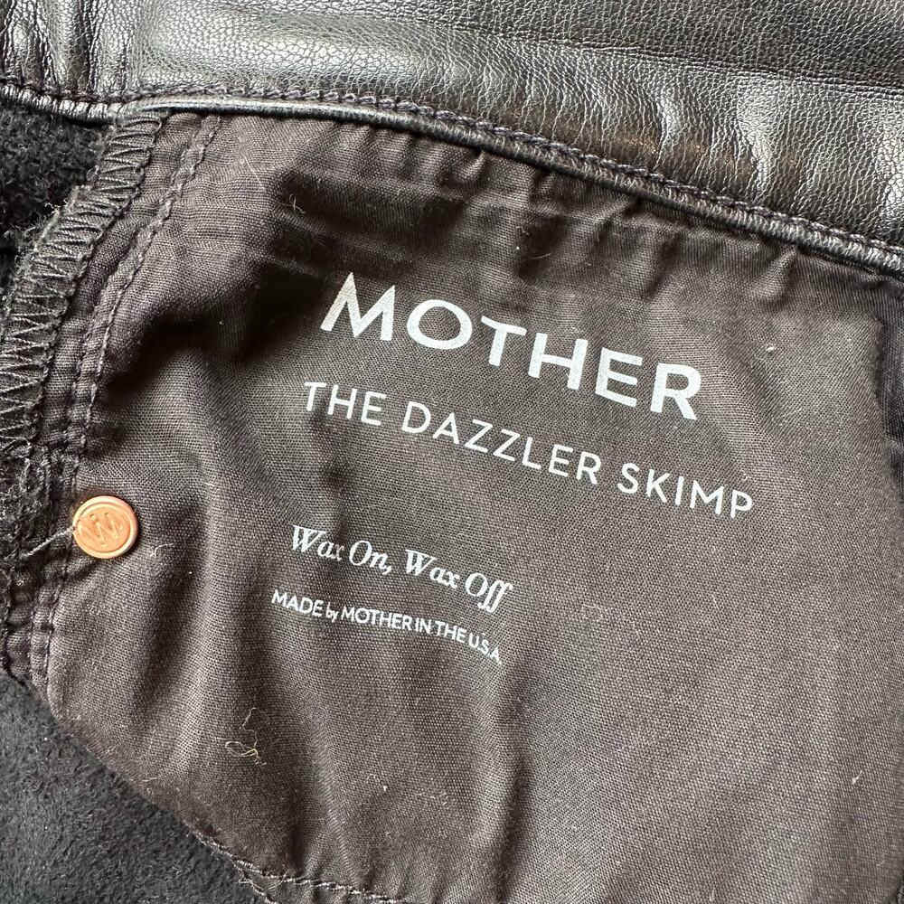 Mother The Dazzler Skimp Faux Leather Vegan Pants Black High Rise Slim Leg 30 - Picture 7 of 13